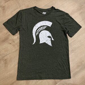 Blue 84 Michigan State University Spartans Helmet Logo T-Shirt Men's Small Green